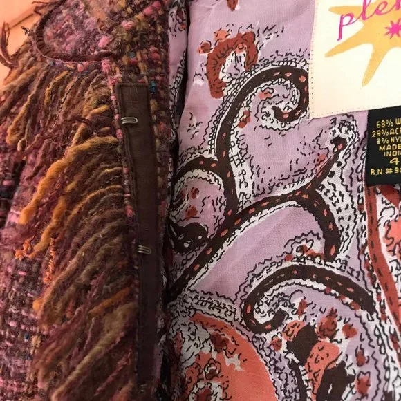 Plenty pink/brown tweed jacket with fringe trim, size 4 - Picture 5 of 5
